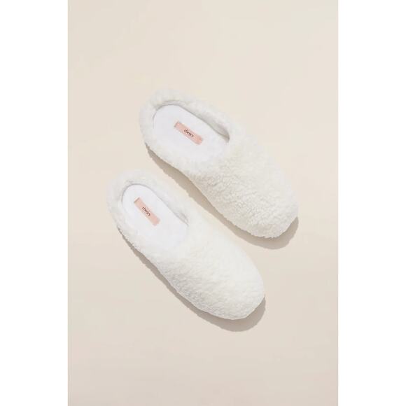 Eberjey Womens The Sherpa Slippers Plush Cushion Insole Slip-On Ivory Size S NWT - Picture 1 of 8